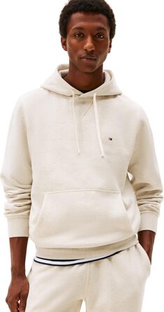 Чоловічий худі Tommy Hilfiger Seasonal Fleece з кишенею-кенгуру, бежевий (Heathered Oatmilk), розмір XXL