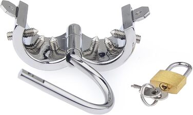 Сталевий кільце для яєчок, розтягувач яєчок, вага для яєчок, посилений кільце для пеніса з 6 знімними шипами CBT, замками та металевим ланцюгом. Кільце для пеніса, сексуальна іграшка для чоловіків, сріблястого кольору, комплект.