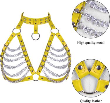 PETMHS Корсет з шкіри для жінок, повне покриття, шкіряний пояс, стиль панк готика (помаранчевий, жовтий)