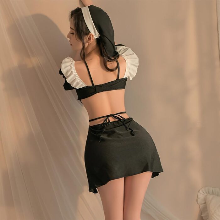 Косплей черниці Temptshow: жіноча спідня білизна, костюм аніме-дівички, високий розріз, сексуальна сукня (чорний)