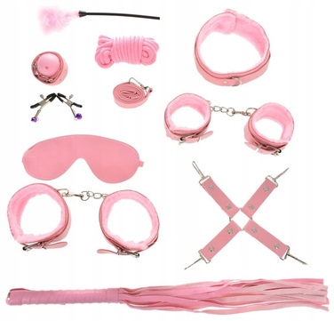 BDSM-набір для стрикувань рожевий, sex bondage — GUILTY TOYS, 10 елементів