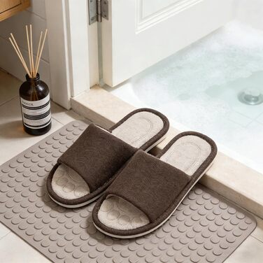 Унісекс капці для дому Dokela з ефектом пам'яті (Memory Foam), дихаючі бавовняні тапочки відкриті, протиковзкі, літні (розмір 35/36 EU, колір кава)