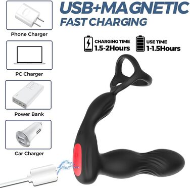 Аналізатор для чоловіків PINTLE 4-в-1: масаж простати, вібрація, кільце для пеніса, дистанційне керування