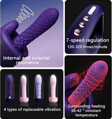 AMAZBEE Sexmaschine з 2 дільдосами: автоматичний вібратор для жінок. Інтимні іграшки для вагінального та анального використання (рожевий)