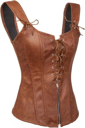 Корсет Bslingerie® з ефектом шкіри з штучної шкіри, XXL, коричневий