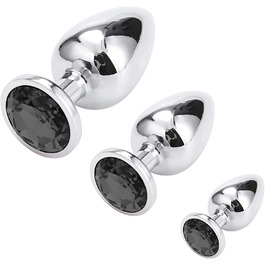 Набір анальних пробок Klein Medium Groß Metall з кристалами та діамантами (чорний)