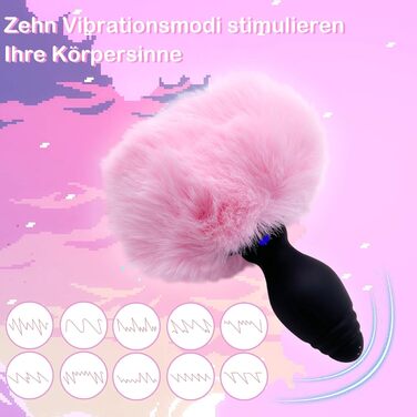 Анальний вібратор-хвіст Furry Fuchsschwanz з пультом керування для чоловіків та жінок. Силіконовий анальний плагін, іграшка для БДСМ, хвіст з сердечком