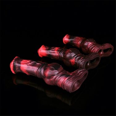 Реалістичний пеніс-манжет для секса з тваринними мотивами, 3 розміри (M/L/XL), з кільцем для яєчок, збільшує пеніс, червоний, M