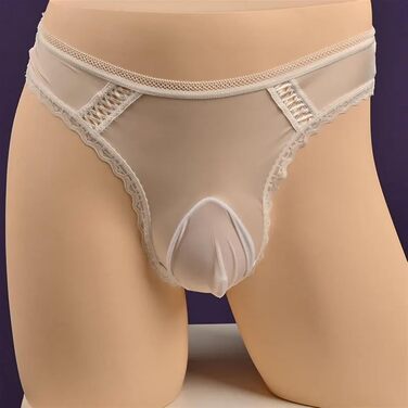 Боксери чоловічі 4 шт./уп. Сексуальні боксери великих розмірів з мереживом, блискучі, з бавовни, дихаючі, шовкові, прозорі труси G-String L (закритий чохол) Білий