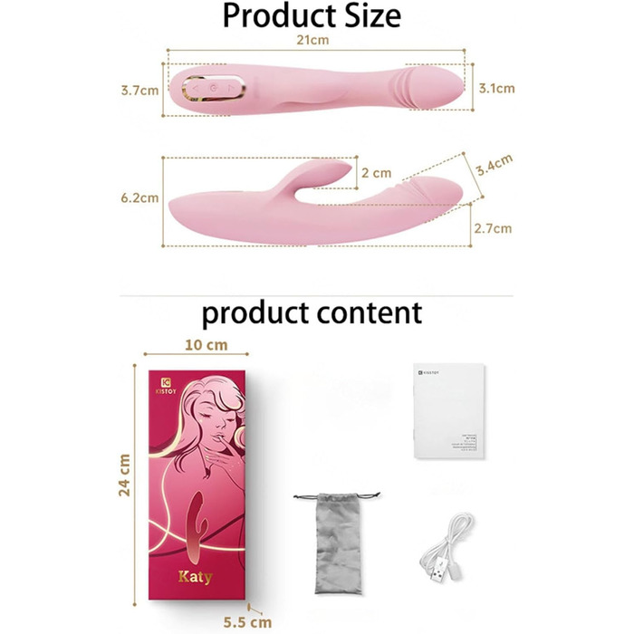 Вібратор Rabbit - вібратор для жінок, G-spot, 9+3 режими, нагрівання, рожевий