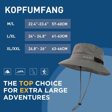 Складаний сонцезахисний капелюх TOP-EX UVCoolix для чоловіків та жінок, дихаючий сафарі-хат з широкими полями та UV-захистом, сірий, розмір M-L