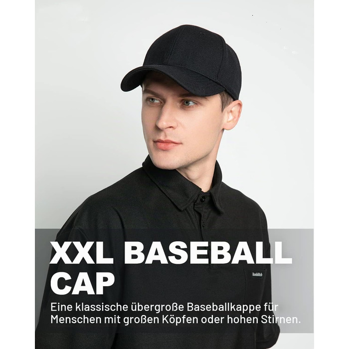 Кепка-бейсболка Zylioo XL/XXL для великого розміру голови, регульована спортивна кепка унісекс, чорна