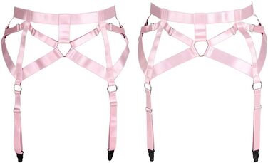 Жіночий пояс-петля з 4 кліпсами, пояс-стрінг, шкарпетки в стилі Харадзюку, універсальний розмір, рожевий