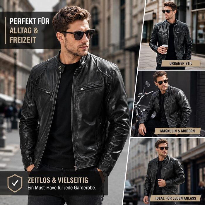 Чоловіча шкіряна куртка-байкер Slim Fit зі стійким коміром, чорна екошкіра, вінтажна легка перехідна куртка для мотоциклістів, розмір XXL