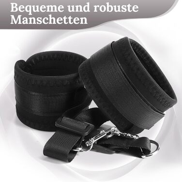 Набір для БДСМ з петлями та наручниками: петлі для ліжка, наручники, розтяжка, фіксатори для ніг (5 шт.)