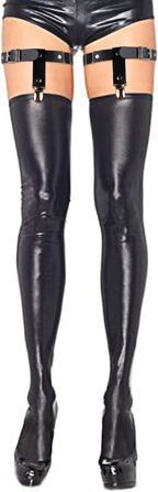 Чорні мереживні напульчники для ніг з кліпсами Beautyflier, PU-шкіра, еластичні, готичний стиль, універсальний розмір