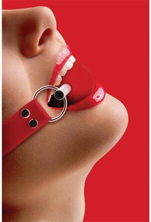 Кнебель для рота та шиї Shots Ball Gag з гумовим м'ячем та баром - червоний, 1 шт.