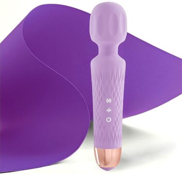 JOYANY Масажер для тіла – 3 години роботи від акумулятора, тихий та потужний мотор, водонепроникний, функція пам'яті, 20 режимів вібрації, 8 швидкостей – набір силіконових вібруючих масажерів для розслаблення м'язів (фіолетовий)