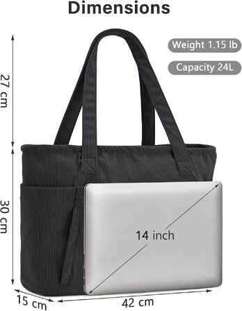 Жіноча сумка-шопер Oscaurt з вельвету, велика сумка Tote Bag з відділенням для ноутбука 15.6