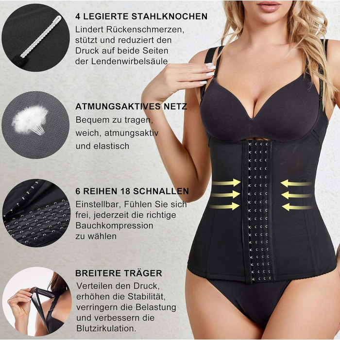Корсет для жінок, бандаж після пологів, корсе-шорти, shapewear, чорний L