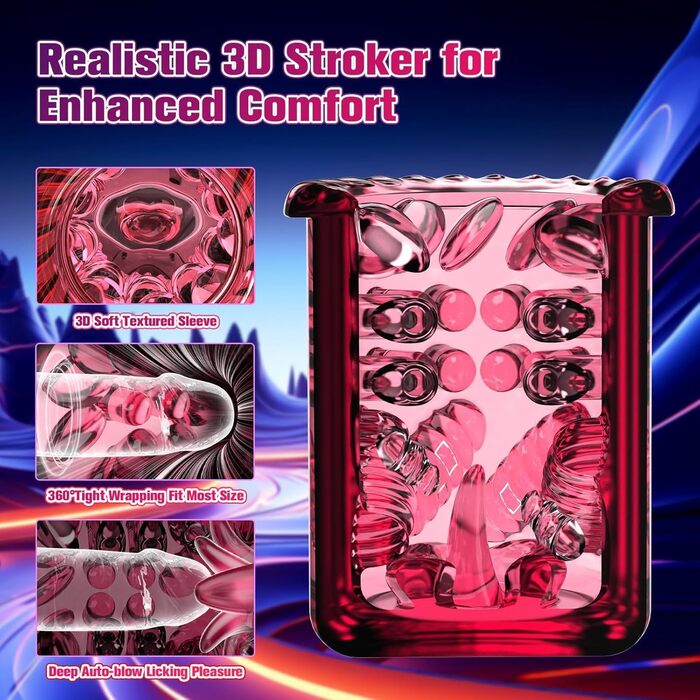 Вібратор для чоловіків з 8-ю обертовими насадками та 5-ма режимами вібрації, секс-іграшка, мастурбатор з функцією керування через додаток