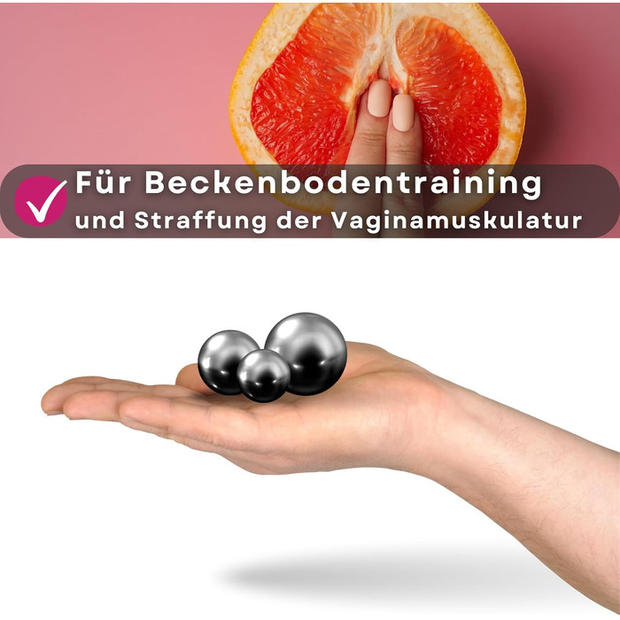 Металеві кульки для тренування тазового дна - набір 3 шт (28г, 44г, 64г) - для жінок