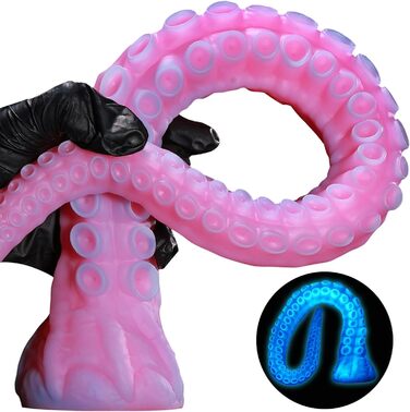 Силіконовий дилдо-октопус Alla Platinum 65см з підсвічуванням (рожевий) з присосками для жінок та чоловіків, іграшка для анального сексу, Cthulhu