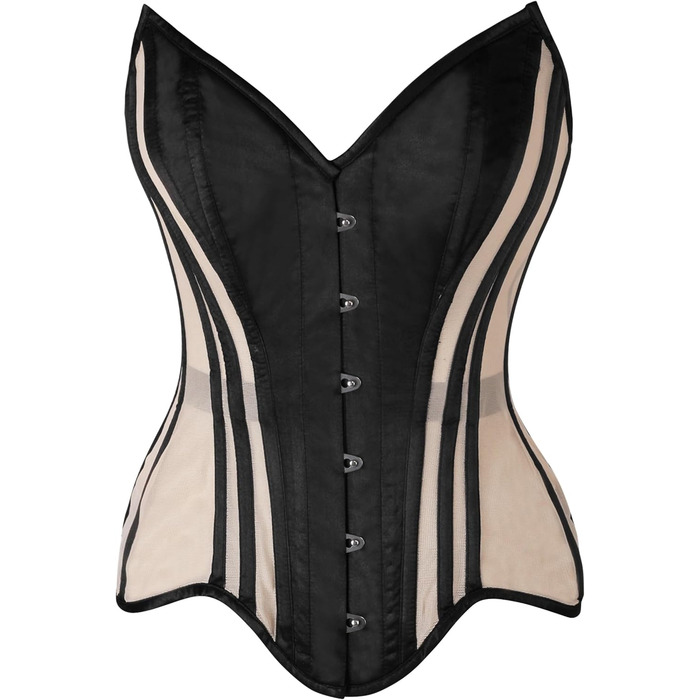 Корсет Daisy Corsets з м'якими кісточками Overbust, мереживо та атлас, кольори: бежевий, чорний, нюд. 4X