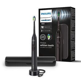Електрична сонічна зубна щітка Philips Sonicare 4100 HX3683/33 для дорослих, чорна, з насадкою Optimal White, дорожнім футляром та USB-зарядним пристроєм
