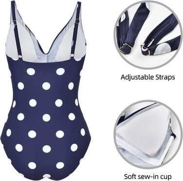 Купальник жіночий Badeanzug, суцільний з V-подібним вирізом, push-up, з рюшами, для корекції фігури, великі розміри (46, PP)