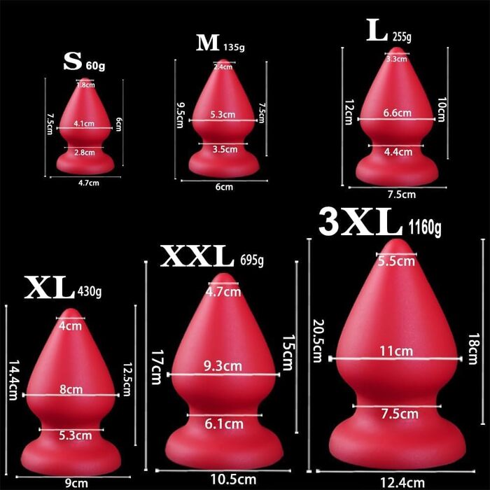 Силіконовий анальний плаг Jomyu Weichen з присоскою для масажу G-точки та простати, анальний дилататор для жінок та чоловіків, червоний, XXL