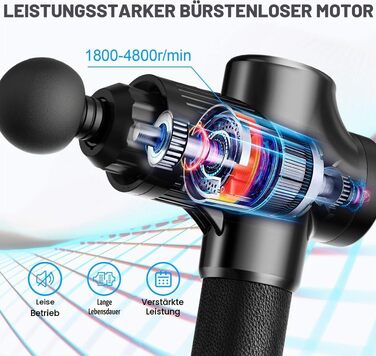 Перкусійний масажер Massage Gun для м'язів, електричний масажний пістолет (4800 об/хв), чорний