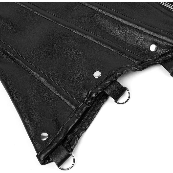 Жіночий корсет Grebrafan на блискавці з штучної шкіри, чорний (32-34)