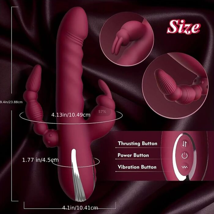 Вібратор-дилда JFRong 3-в-1 для жінок: стимуляція G-точки, клітора та анусу. 10 режимів вібрації та телескопічна конструкція. Інтимні іграшки для дорослих