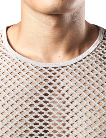 Чоловіча футболка JOGAL з еластичної сітки, прозора, короткий рукав, сіра (XXL)