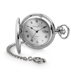 Чоловічий кишеньковий годинник Hermann Jäckle Koblenz II Big Date Quartz 50 мм з великою датою, ланцюжком та дорожнім футляром