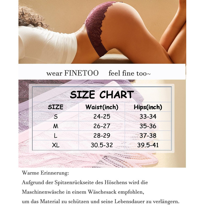 Набір трусів FINETOO Seamess Sips: 6 шт. мереживних гіпстерів для жінок, сексуальний V-подібний крій, S-X