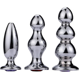 Металевий анальний плагін Tplkxurib 3 розміри: анальний стимулятор, дildo з нержавіючої сталі з діамантовою основою, масажер простати, анальний дилататор для чоловіків та жінок, сріблястий, L