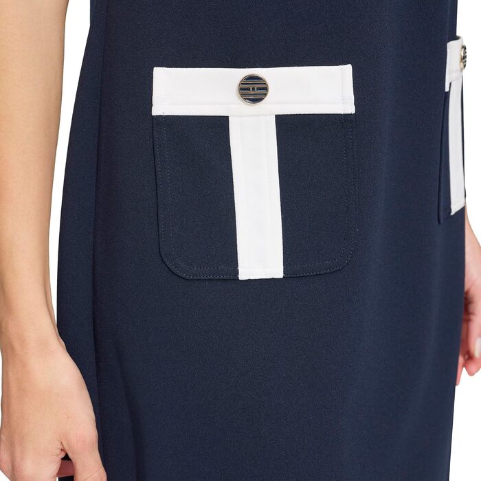 Сукня Tommy Hilfiger жіноча з креп-шифону, логотип, емаль, ґудзики, кишені, колір Sky Captain/Ivory