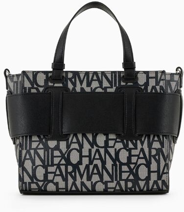 Сумка крос-боді Armani Exchange з логотипом, бежево-чорна, універсальний розмір