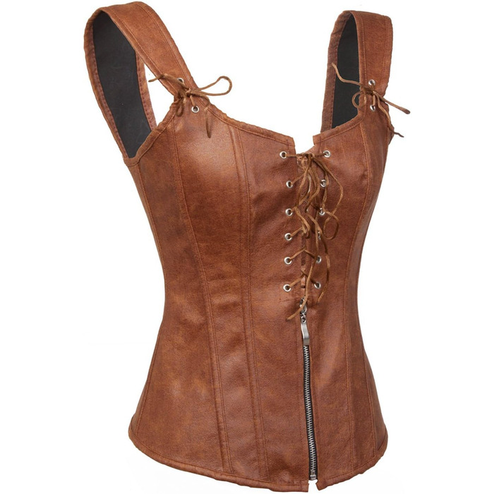 Корсет Bslingerie® з ефектом шкіри з штучної шкіри, XXL, коричневий