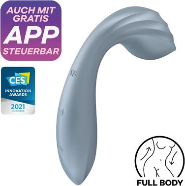 Satisfyer Mini Wand-er Connect App: вібратор для тіла з Bluetooth та керуванням через додаток | Водонепроникний (IPX7) | Компактний дизайн сірого кольору | Стимуляція G-точки та клітора для жінок