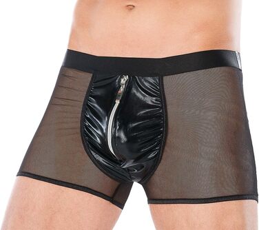 Боксери чоловічі Andalea, чорні, з ефектом лакового покриття, на блискавці, 4XL-5XL