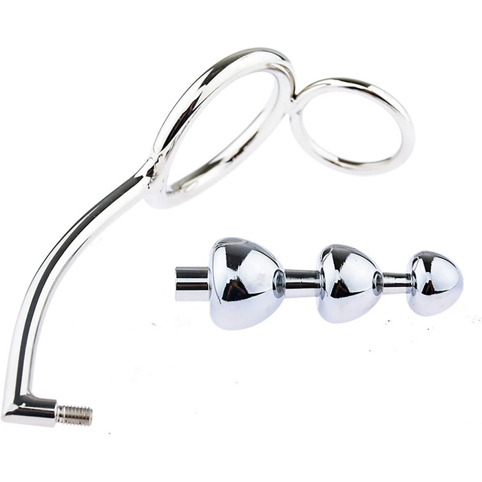 Кільце для пеніса з нержавіючої сталі, роздільник пеніса та яєчок з анальним гачком, для чоловіків, BDSM, фетиш, анальний плагін, кільце для яєчок, 40 мм