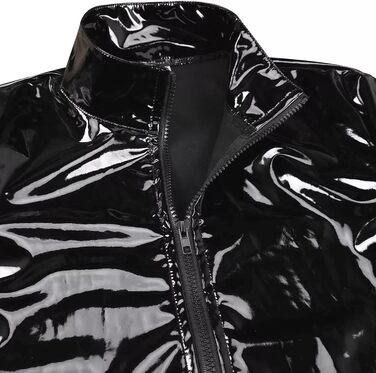 Сексуальний костюм з латексу та шкіри для чоловіків: боді, футболка, жилет, чорний XL