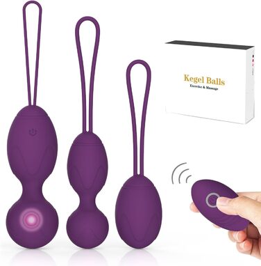 Тренування тазового дна для жінок з пультом дистанційного керування, набір Kegel Ball, багато режимів, силіконові м'ячі для контролю сечовипускання та вправ для тазового дна (фіолетовий)