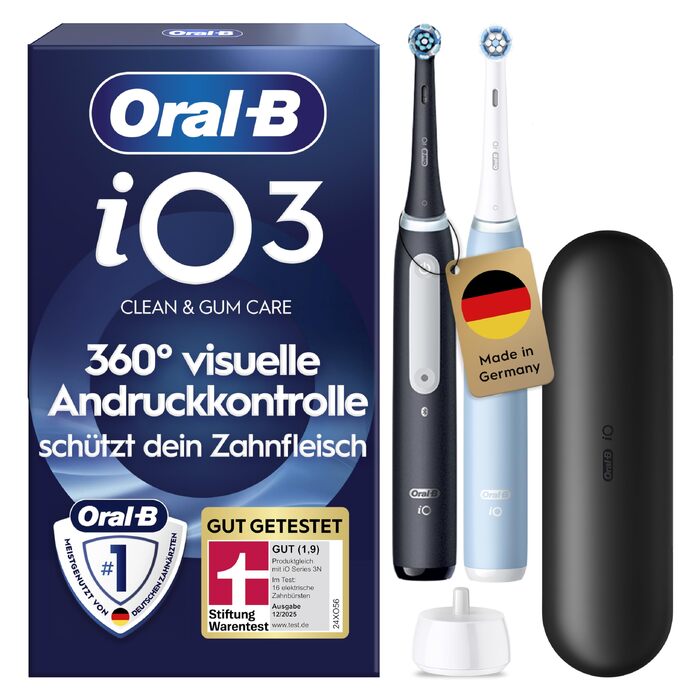 Електрична зубна щітка Oral-B iO Series 3 Matt Black, 3 режими чищення, набір з 2 насадок та дорожнім чохлом