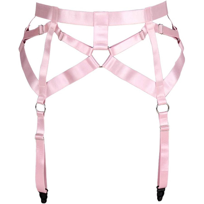 Жіночий пояс-петля з 4 кліпсами, пояс-стрінг, шкарпетки в стилі Харадзюку, універсальний розмір, рожевий