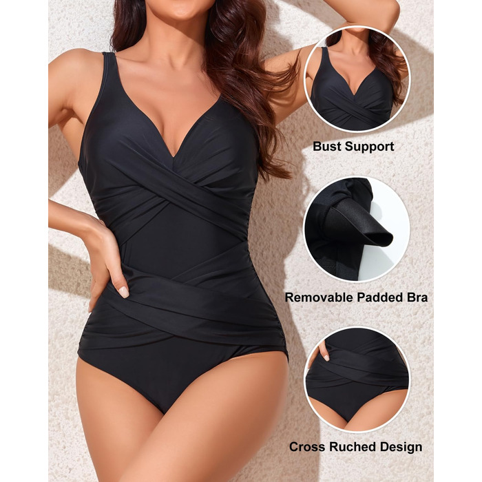 Світшот жіночий Smismivo Badeanzug Push Up з ефектом шортів, чорний XL