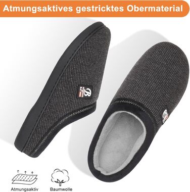 Чоловічі домашні капці BIAL з ефектом пам'яті (Memory Foam), теплі плюшеві тампони з антиковзаючою підошвою для дому та вулиці, темно-сірі, розмір 44/45 EU